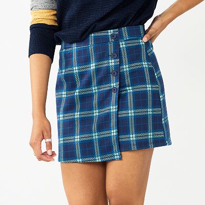 Juniors' SO® Side Buttoned Faux Wrap Mini Skirt