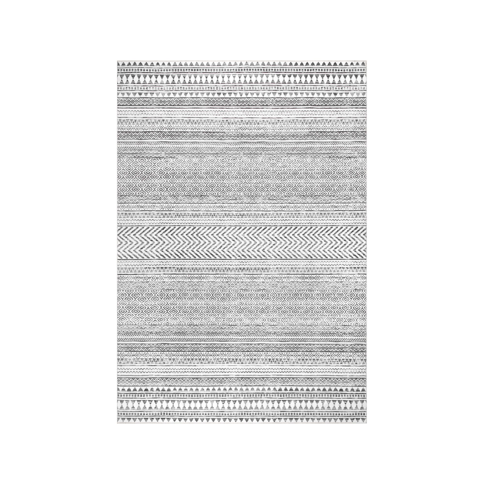 nuLOOM Kira Machine Washable Tribal Geometric Area Rug, Gray