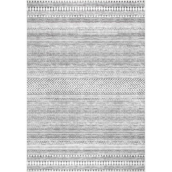 nuLOOM Kira Machine Washable Tribal Geometric Area Rug, 2' 6" x 6', Gray