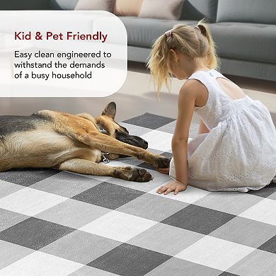 nuLOOM Lucy Machine Washable Farmhouse Buffalo Plaid Area Rug