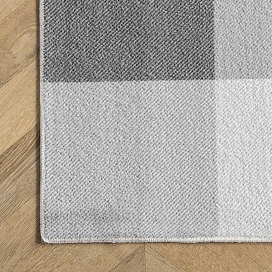 nuLOOM Lucy Machine Washable Farmhouse Buffalo Plaid Area Rug