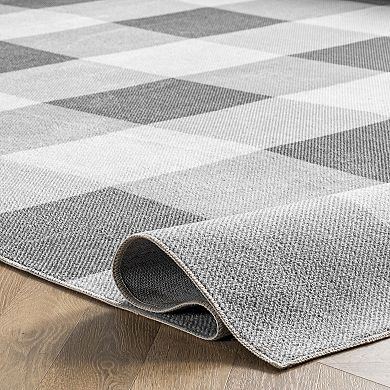 nuLOOM Lucy Machine Washable Farmhouse Buffalo Plaid Area Rug