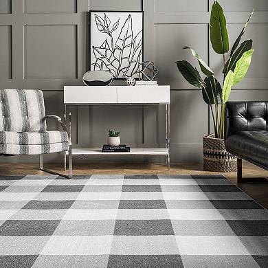 nuLOOM Lucy Machine Washable Farmhouse Buffalo Plaid Area Rug