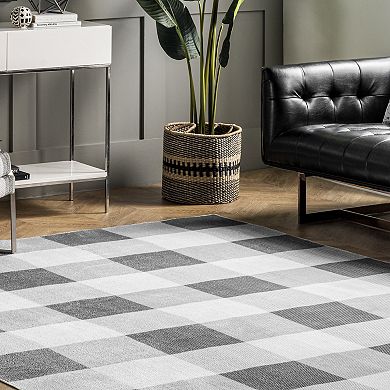nuLOOM Lucy Machine Washable Farmhouse Buffalo Plaid Area Rug