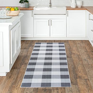 nuLOOM Lucy Machine Washable Farmhouse Buffalo Plaid Area Rug