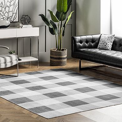 nuLOOM Lucy Machine Washable Farmhouse Buffalo Plaid Area Rug