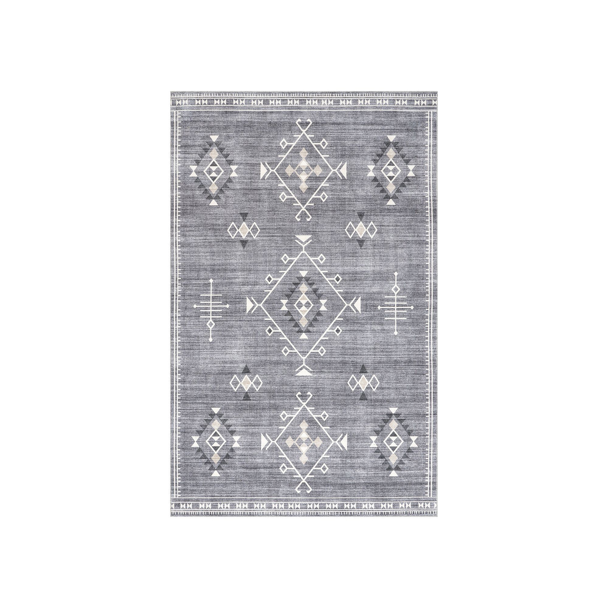 nuLOOM Evalyn Machine Washable Southwestern Motif Area Rug, Gray