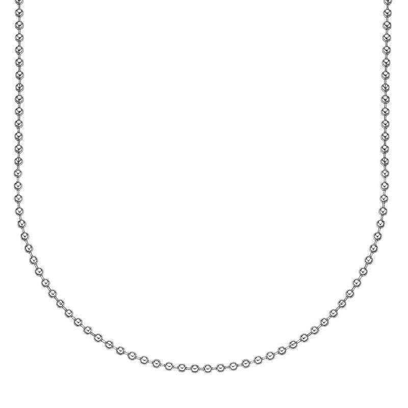 Mens LYNX Stainless Steel Bead Chain Necklace, Size: 20, White