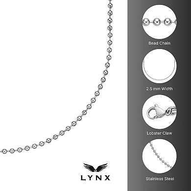 Men's LYNX Stainless Steel Bead Chain Necklace