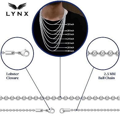 Men's LYNX Stainless Steel Bead Chain Necklace