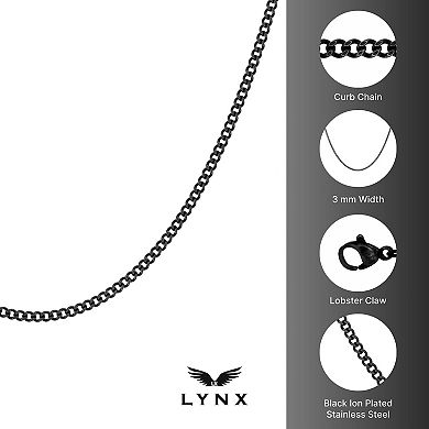 Men's LYNX Black Stainless Steel Curb Chain Necklace