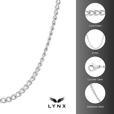 Men's LYNX Black Stainless Steel Curb Chain Necklace