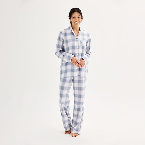 Women's Sonoma Goods For Life&reg; Flannel Pajama Shirt & Pajama Pants Sleep Set - Grey Dream Plaid (XX LARGE)