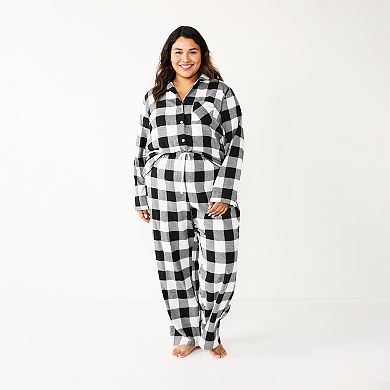 Plus Size Sonoma Goods For Life® Flannel Pajama Shirt & Pajama Pants Sleep Set