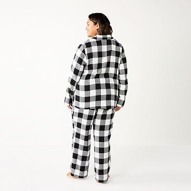 Plus Size Sonoma Goods For Life® Flannel Pajama Shirt & Pajama Pants Sleep Set