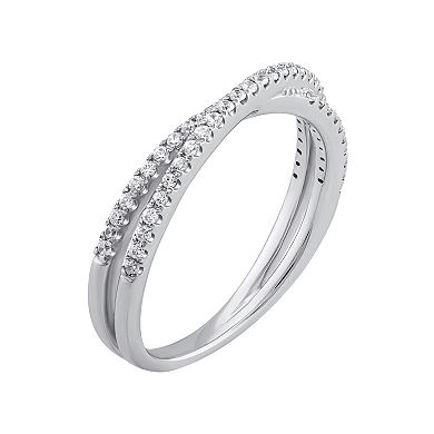 Simply Vera Vera Wang 14k White Gold 1/4 Carat Diamond Crisscross Wedding Ring