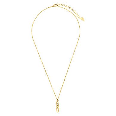 MC Collective Cubic Zirconia Studded Figaro Link Pendant Necklace