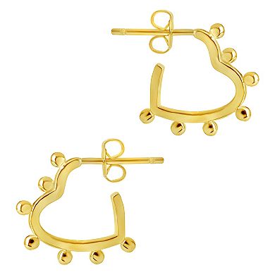 MC Collective Sterling Silver Studded Heart-Shaped Hoop Earrings