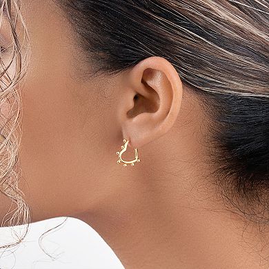 MC Collective Sterling Silver Studded Heart-Shaped Hoop Earrings