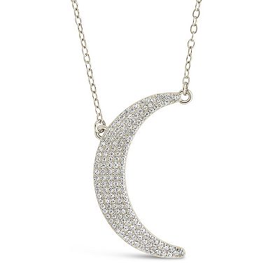 MC Collective Sterling Silver Cubic Zirconia Crescent & Star Charm Necklace