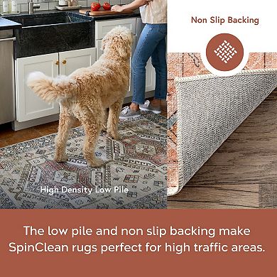 nuLOOM Dawson Machine Washable Distressed Medallion Area Rug