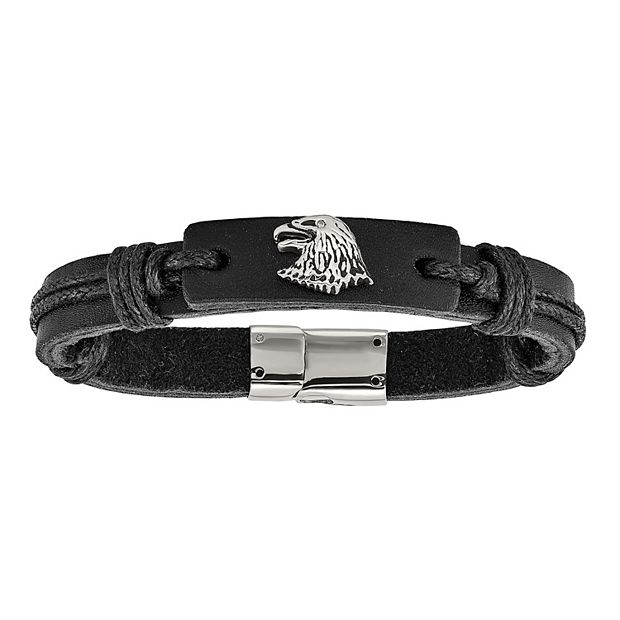 Polished Mens Leather Bracelet