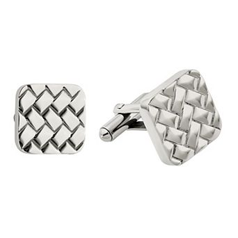 Men's Stainless Steel Polished Weave Design Cufflinks