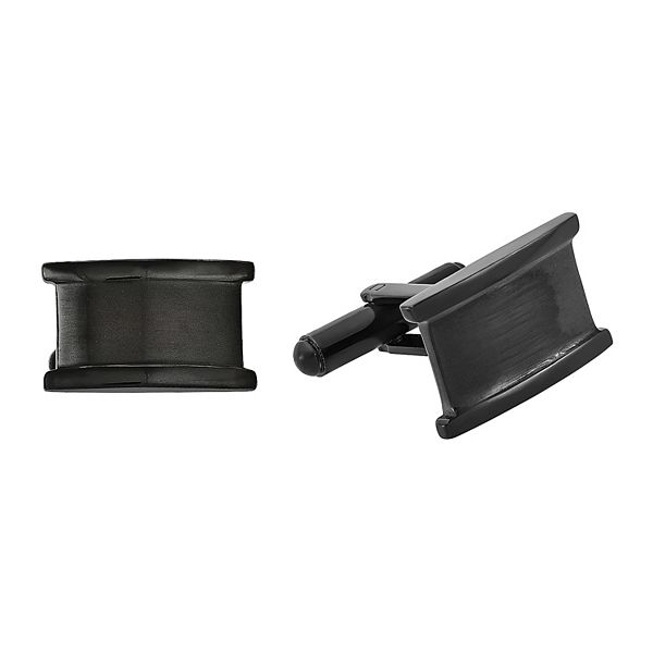 Men's Black Stainless Steel Polished Cufflinks