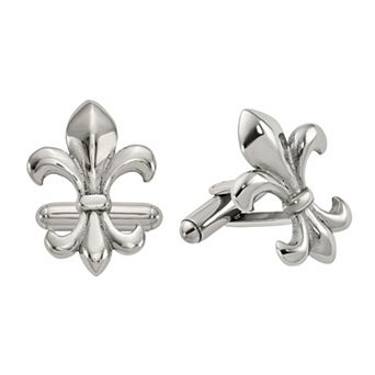 Men's Stainless Steel Polished Fleur de Lis Cufflinks