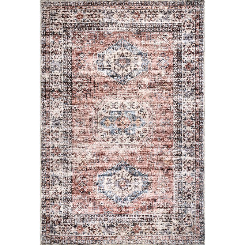 nuLOOM Desna Machine Washable Faded Vintage Area Rug, Pink, 8X10 Ft