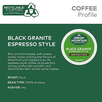 Green Mountain Coffee Roasters Black Granite Espresso-Style Coffee, Keurig® K-Cup® Pods, Dark Roast, 24 Count