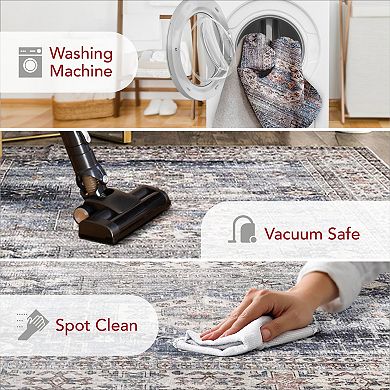 nuLOOM Drina Machine Washable Distressed Area Rug