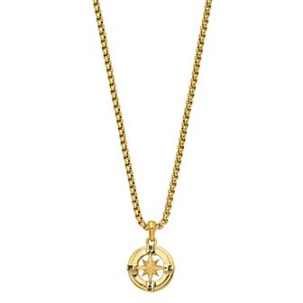 Men's Stainless Steel Compass Pendant Necklace