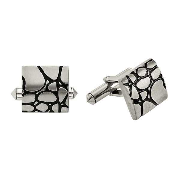 Men's Titanium Brushed Black Enamel Cufflinks