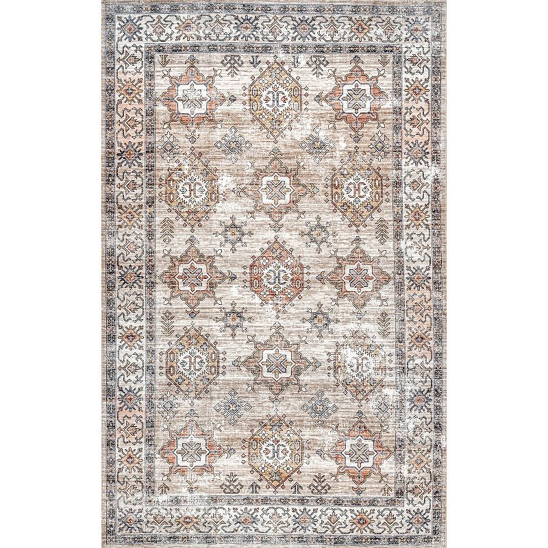 Garland Rug Room Size 5 ft. x 6 ft. Washable Bathroom Carpet Platinum Gray