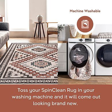 nuLOOM Leighton Machine Washable Southwestern Medallion Area Rug