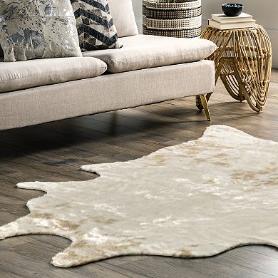 nuLOOM Marcia Machine Washable Faux Cowhide Area Rug