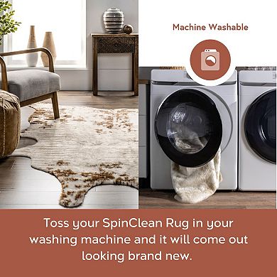 nuLOOM Marcia Machine Washable Faux Cowhide Area Rug
