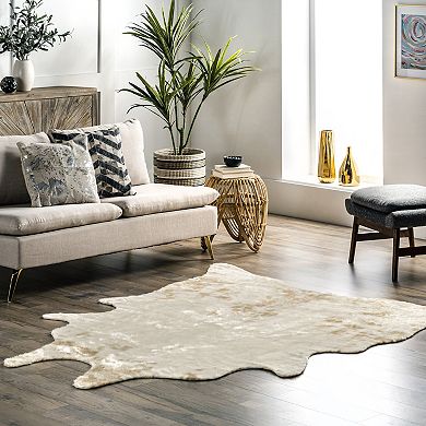 nuLOOM Marcia Machine Washable Faux Cowhide Area Rug