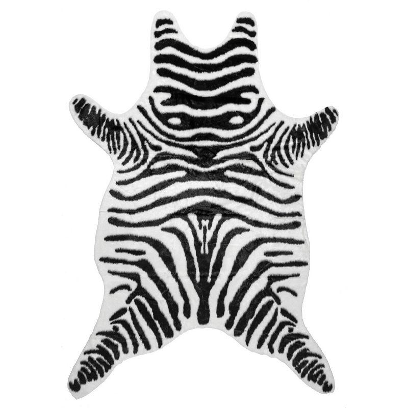 nuLOOM Jayla Machine Washable Zebra Faux Cowhide Area Rug, Black, 6X8 Ft