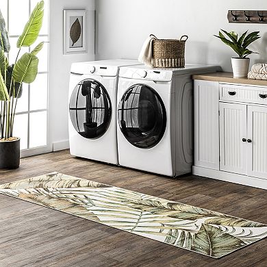 nuLOOM Elen Machine Washable Natural Leaves Area Rug