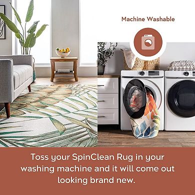 nuLOOM Elen Machine Washable Natural Leaves Area Rug