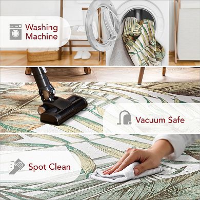nuLOOM Elen Machine Washable Natural Leaves Area Rug