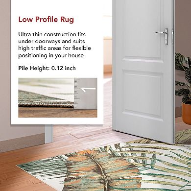 nuLOOM Elen Machine Washable Natural Leaves Area Rug
