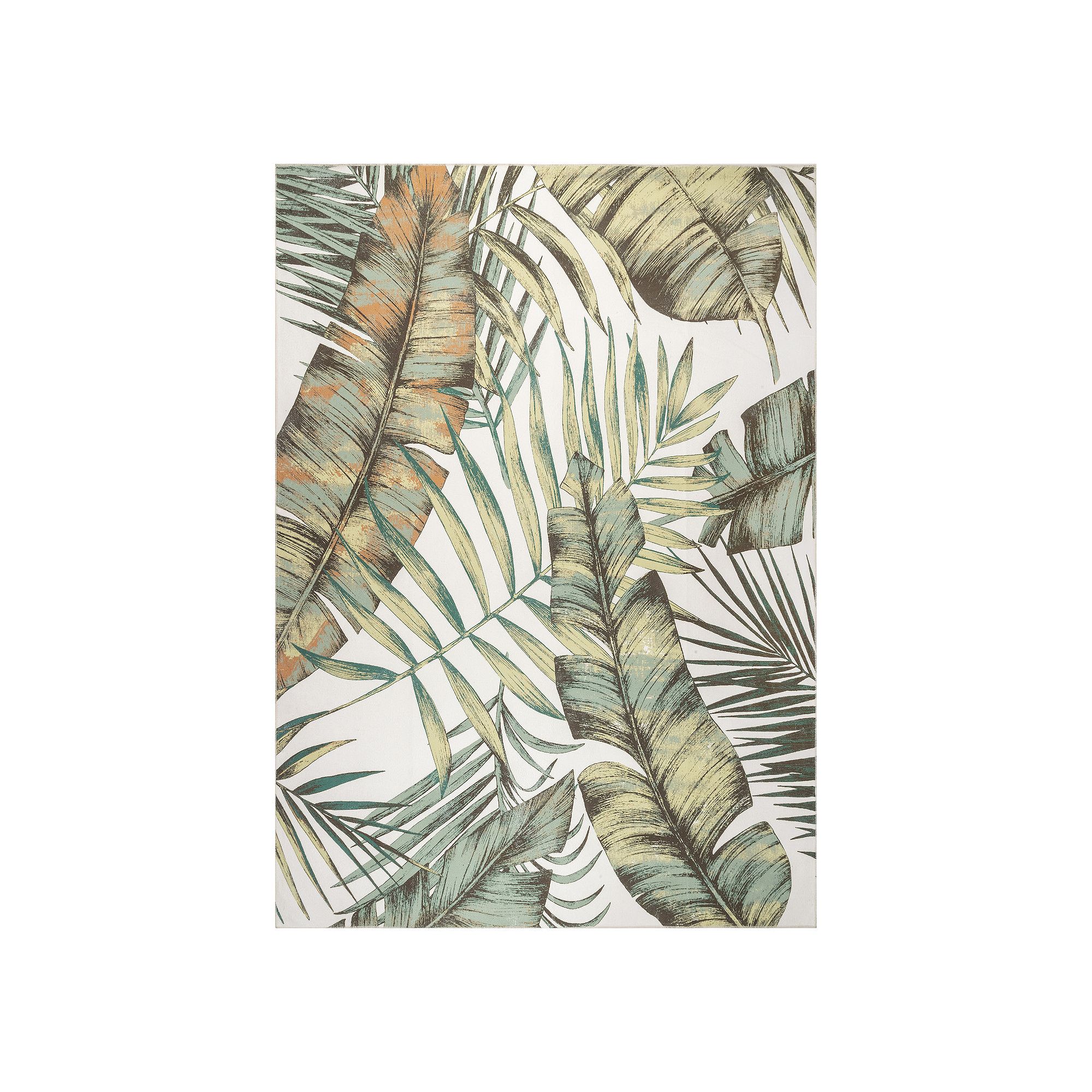 nuLOOM Elen Machine Washable Natural Leaves Area Rug, Green