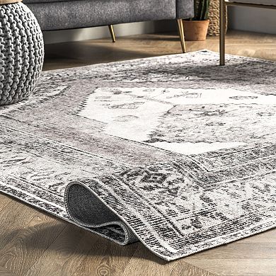 nuLOOM Gladys Machine Washable Vintage Medallion Area Rug