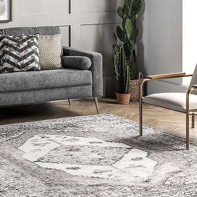 nuLOOM Gladys Machine Washable Vintage Medallion Area Rug