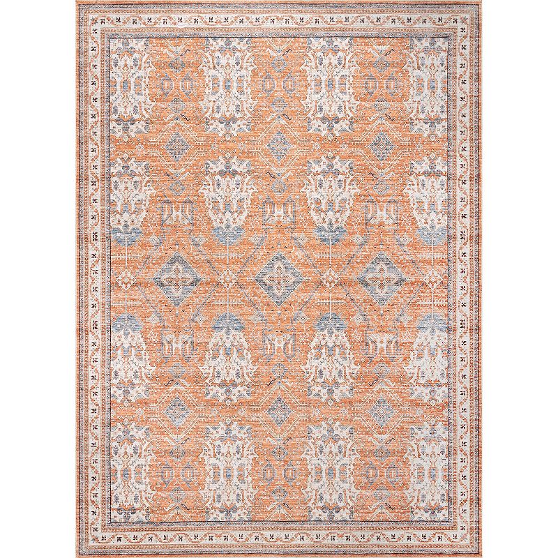 nuLOOM Sky Machine Washable Global Inspired Area Rug, Orange, 8X10 Ft