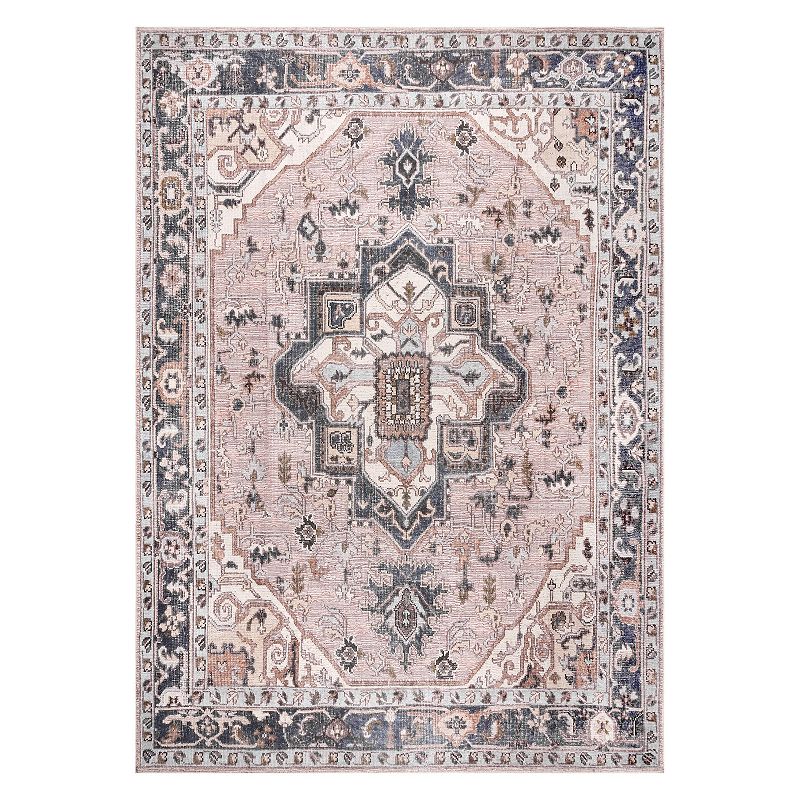 nuLOOM Sasha Machine Washable Medallion Area Rug, Pink, 8X10 Ft