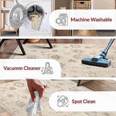 nuLOOM Krystin Machine Washable Distressed Area Rug